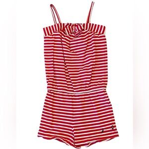 Nautica Romper Red and White Striped Girls Size 4 100% Cotton Patriotic